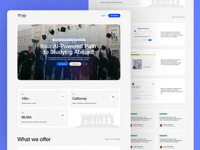 Student Website clean design education figma landing page landingpage minimal student website ui ux visa website