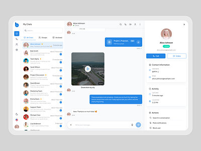 Smart & Organized Chat Dashboard chat app chat ui clean interface collaboration tool dashboard desktop app messaging app minimal design saas ui team communication ui design web chat web design