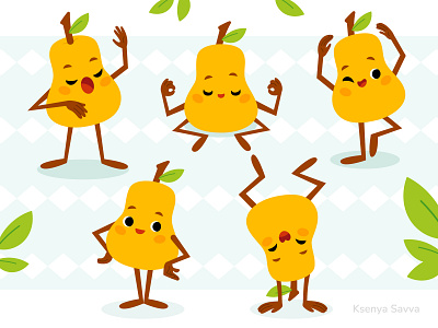 Cute cartoon pear character adobe illustrator cartoon character character design children concept art cute design eco for kids fruit green harvest illustration kawaii logo mascot pear vector yellow