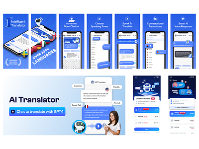 Translate GPT - Screenshot, Banner Ad and Direct Store app design graphic design illustration ui ux