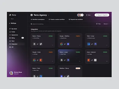Dashboard for a Productivity SaaS ✦ Renny design interface product service startup ui ux web website