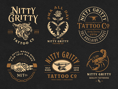 Nitty Gritty Tattoo & Barber apricot apricot creative studio barber branding creative creative studio design graphic design illustration logo made by apricot merchandise tattoo