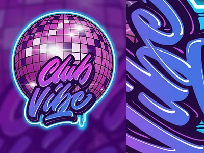 CLUB VIBE apparel design brandidentity branding clothing design design illustration lettering lettering design lettering logo logo brand logo club logo lettering logotype t shirt design