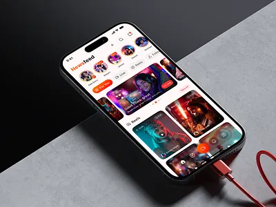 Social Media - Live Streaming App Design app application design feed interface ios live live app mobile reels social social media streaming streaming app ui ux