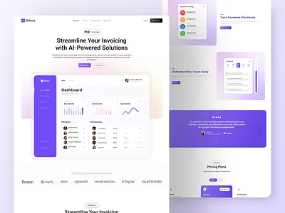 Billora - Saas Business Landing Page clean dashboard full website graphic design landing page modern saas search ui ux website