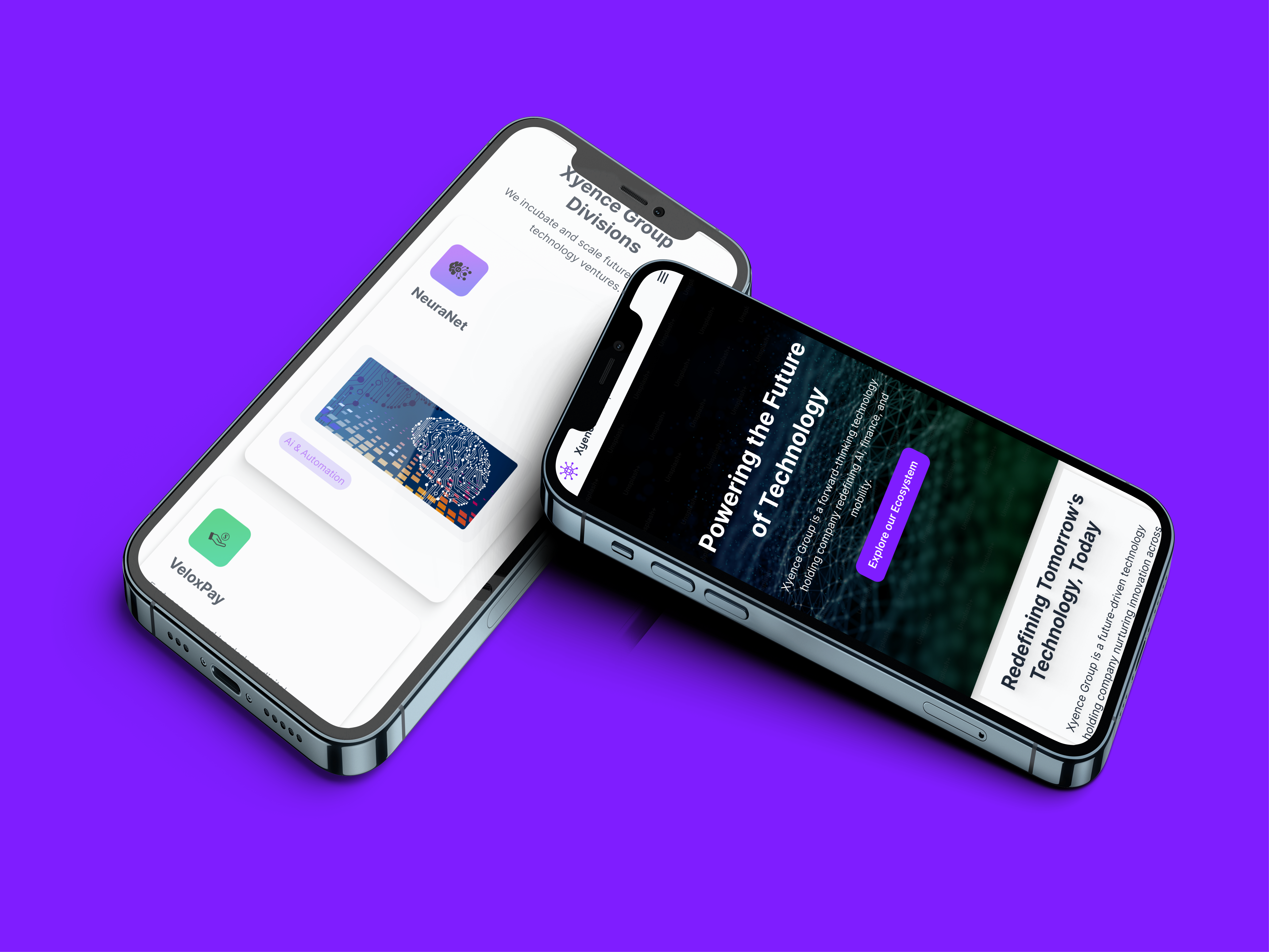 Xyence Group — Modern Landing Page Concept app design branding design design inspiration figma figma design landing page mobile design modern design ui uiux