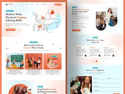 🎶🎹 Freeport Music Studio branding dance app design dance website design design landing page design music app design music landing page design music studio music website design responsive design studio design training website design ui ui design uiux ux web design web ui design website design