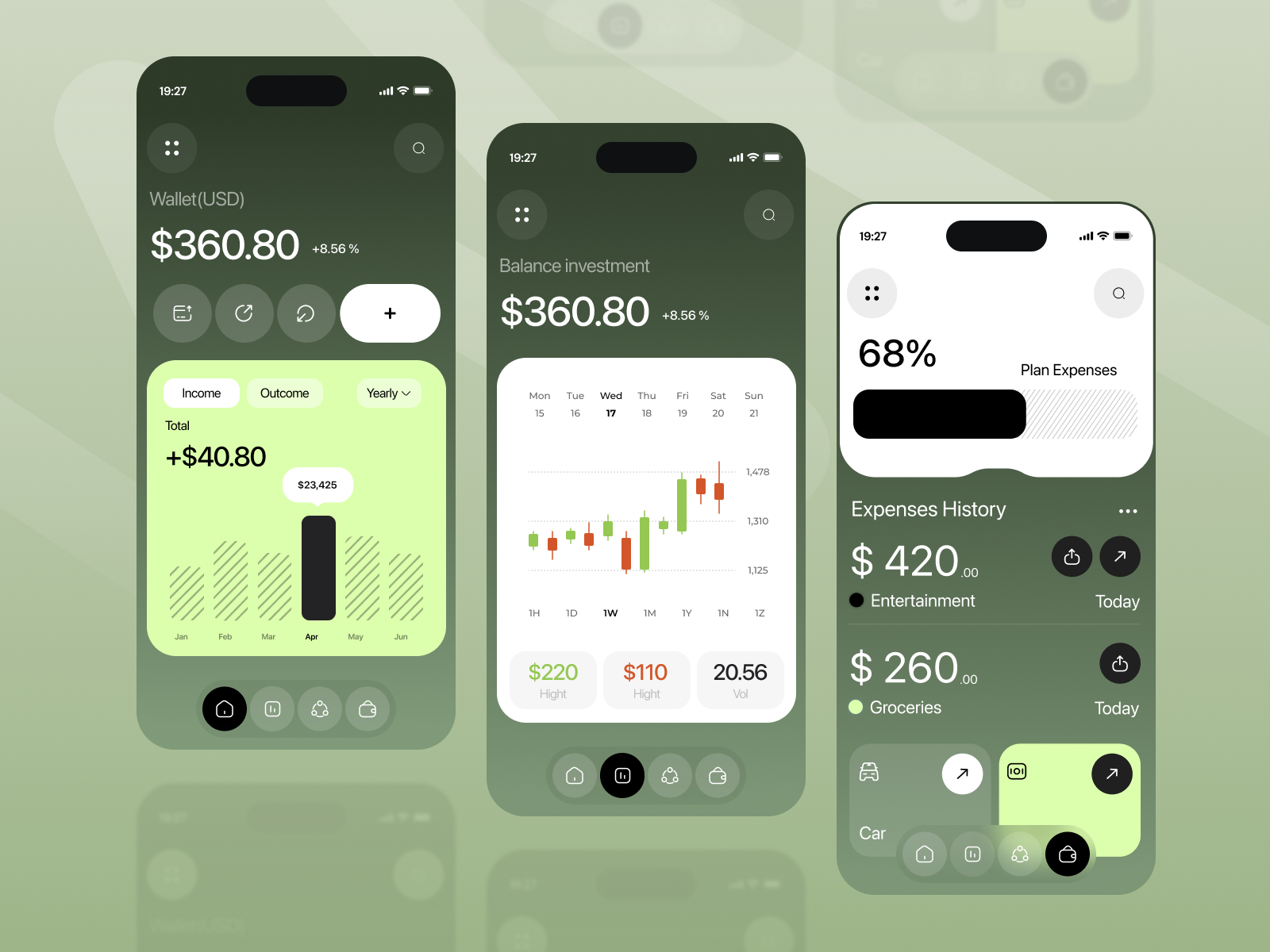 Finance mobile application ui design by Roohi Koohi ✦ on Dribbble
