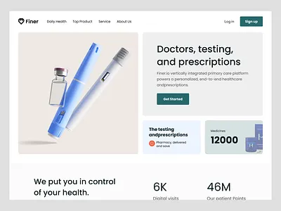 Finer - Healthcare Diagnosis & Prescription Website blood test clinic website diagnosis diagnostic lab test doctor doctor consultation website health health website healthcare landing page med medical medical website medicine medtech pharmacy website prescription saas website telehealth wavespace
