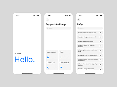 Support and Help app bento grid faqs flat design help support ui ux