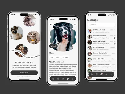 "Dogsi" Super App for Pet Owners app concept cat community dog walking grooming ios messenger mobile app onboarding pet care pet services pet sitting vet app