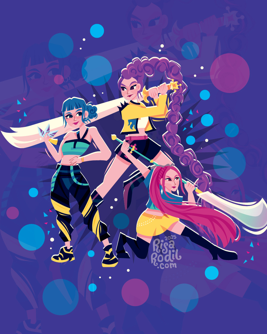 KPOP Demon Hunters character art character design flat design huntrix kpop kpop demon hunters