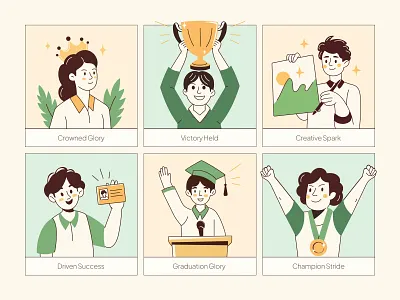 Achievement and Success Drawing Set achievement ambition business career excellence goal growth inspiration leadership medal milestone motivation productivity progress recognition reward strategy success trophy victory