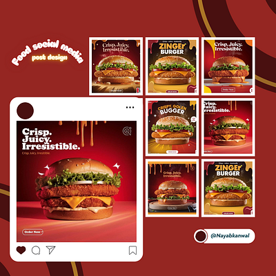 Food Social Media Post Bundle advertising branding cafe branding content marketing digital marketing food branding food post food poster design food social media post design graphic design graphic designer print design restaurant branding social media designs social media post design