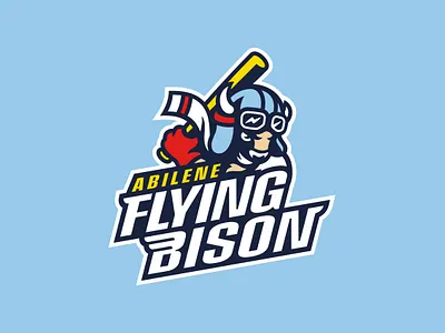 Abilene Flying Bison Baseball baseball bison logo mascot pilot sport