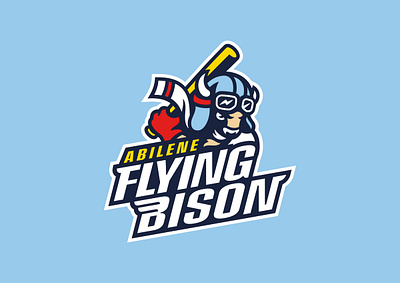 Abilene Flying Bison Baseball baseball bison logo mascot pilot sport