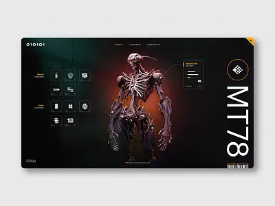 MECHA Character Customization by 010101 ai akira blame character design configurator cyberpunk cyberware dark game mecha midjourney minimal robot skills tree tech ui videogame