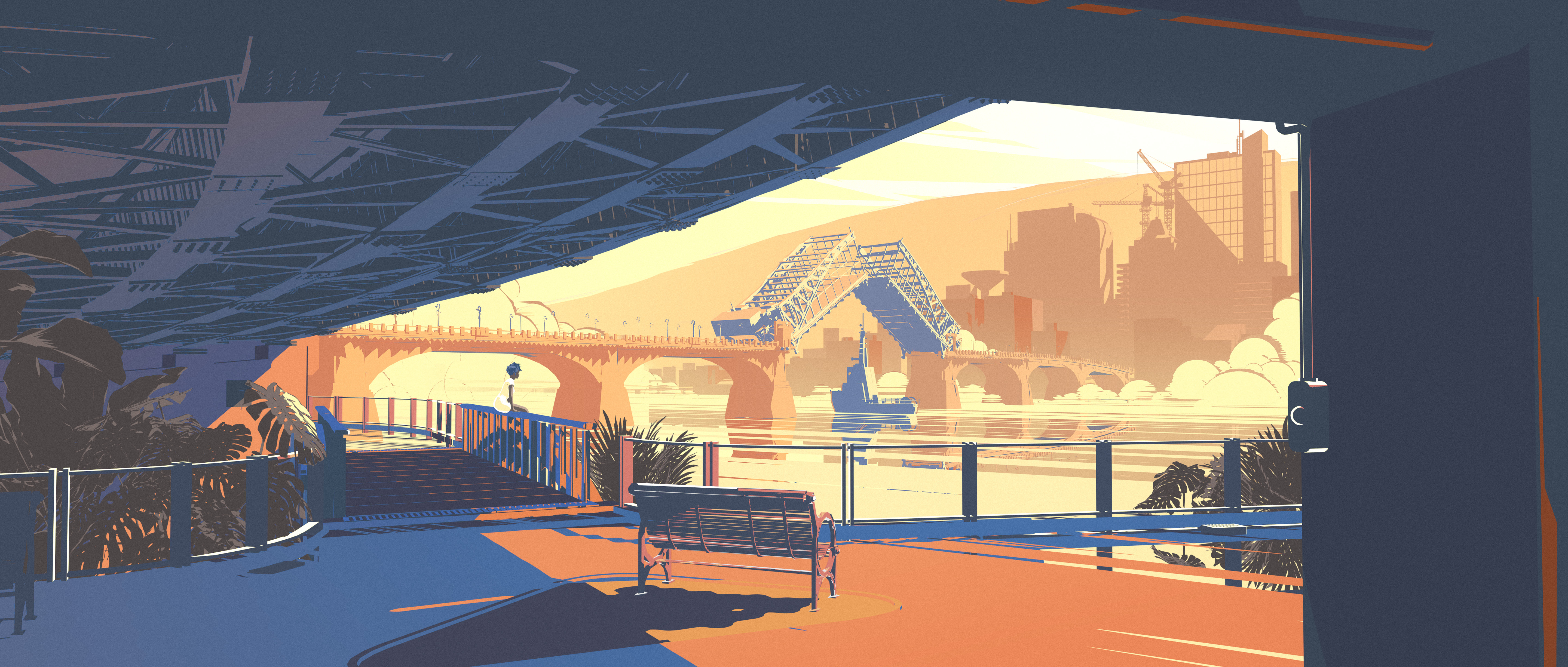 Market Street Bridge blender chattanooga custom shaders drawbridge neo futurism