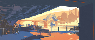 Market Street Bridge blender chattanooga custom shaders drawbridge neo futurism