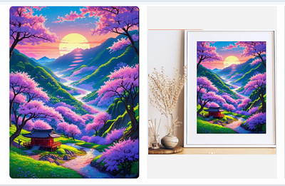Mount Yoshino Valley Wall Art app branding design graphic design illustration logo typography ui ux vector