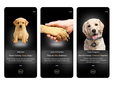 Dog Tech Onboarding Screen attractive branding colour dogs app design dogs initial screen dogs splash screen dogs tracker onboarding screen dogs app onboarding screen onboarding screen ui
