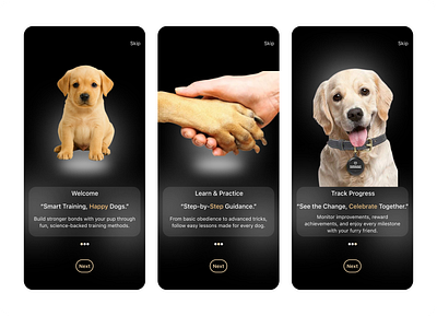 Dog Tech Onboarding Screen attractive branding colour dogs app design dogs initial screen dogs splash screen dogs tracker onboarding screen dogs app onboarding screen onboarding screen ui