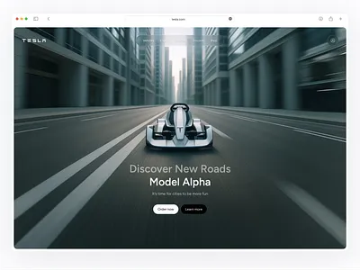 Tesla Kart Concept black car deisgn electric grey hero kart landing minimalist page product section street tesla ui ux website white