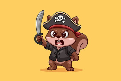 Squirrel Pirates – Cute Cartoon Character animal branding cartoon character design graphic design illustration logo mascot pirates squirrel