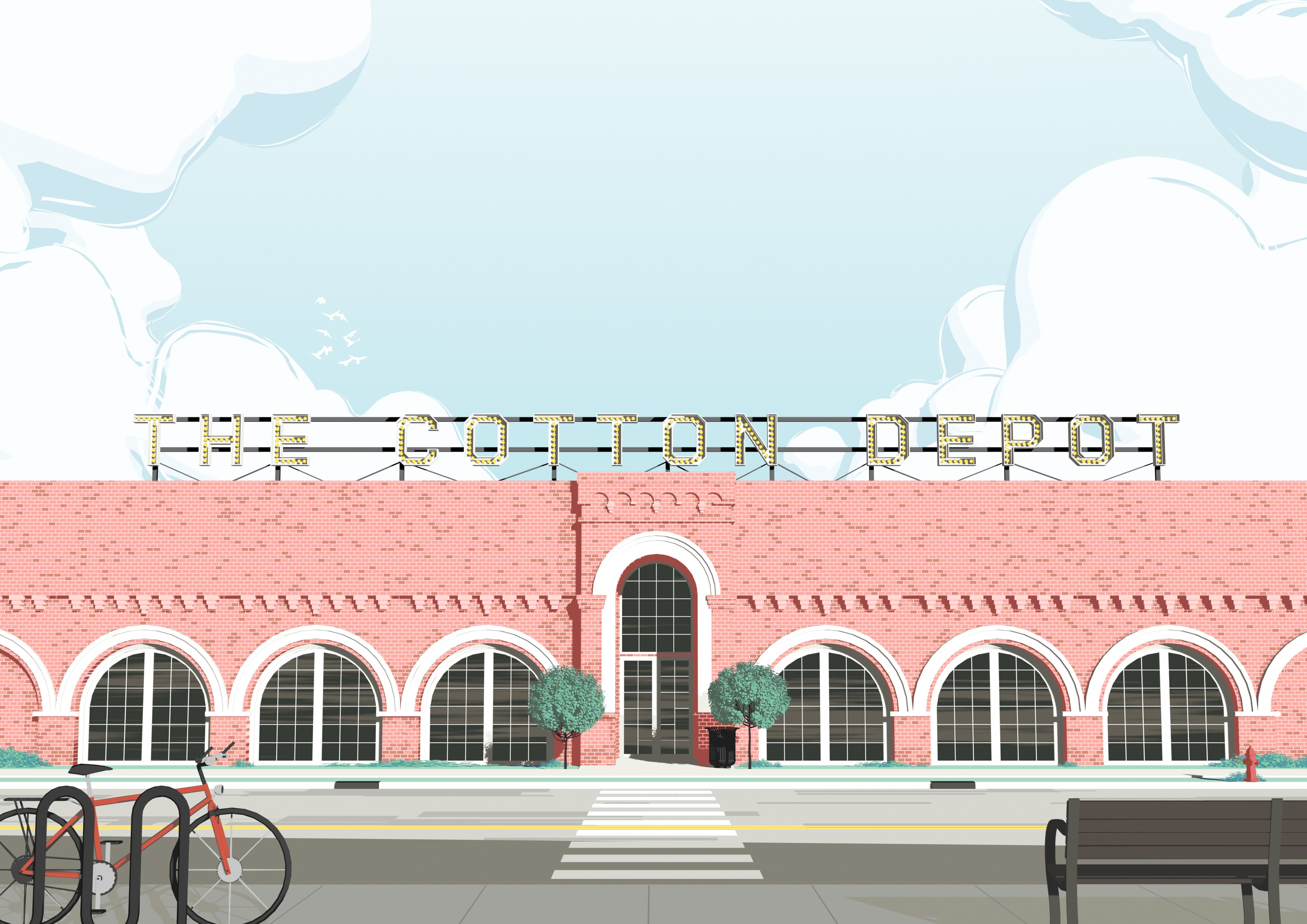 The Cotton Depot 3d illustration architecture blender 3d elevation rome site plan urban development