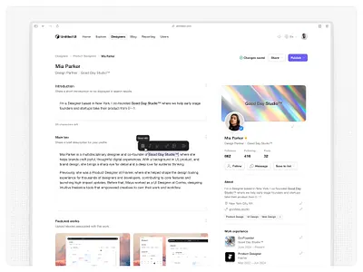 Profile editor — Untitled UI cms editor form linkedin profile rich text ui design user interface user profile