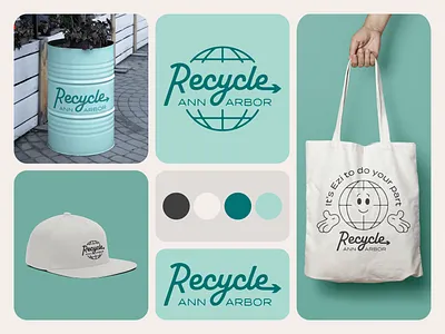 Recycle Ann Arbor Branding brand design brand designer branding combination mark design graphic design green branding logo logotype mascot design merch design recycle shirt design typography vector
