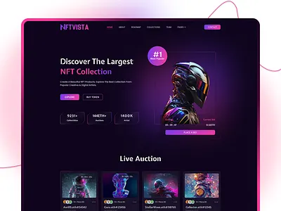 NFT Landing Page UI Design crypto dark ui design nft ui ui ux uidesign user interface web design web3 webdesign