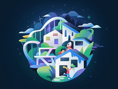 Cityscape#8 abstract cartoon character city cityscape design illustration space zutto
