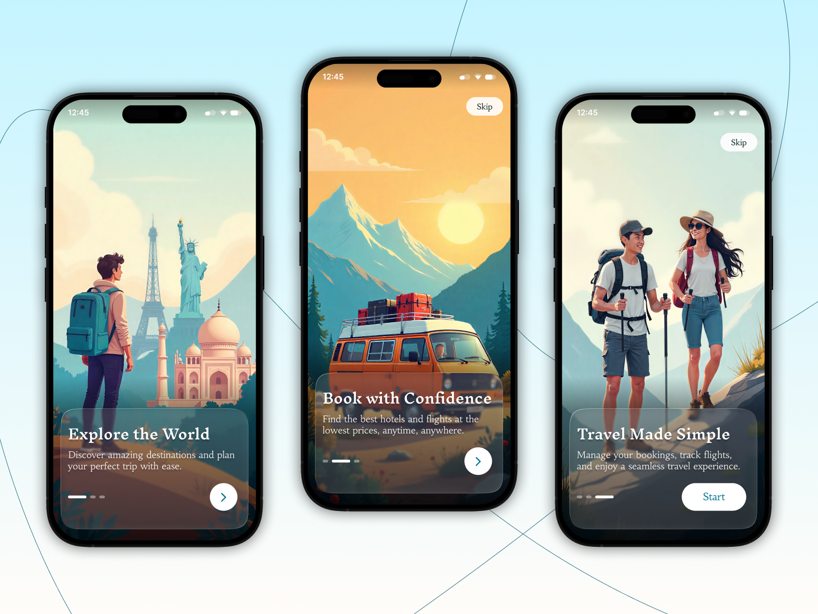 Travel App Onboarding UI Design appdesign appinterface appshowcase cleandesign creativedesign designinspiration designtrends engagingui introscreens minimalui mobileappui mobileux productdesign travelappui travelui uidesign uidesigndaily uxdesign uxuidesign