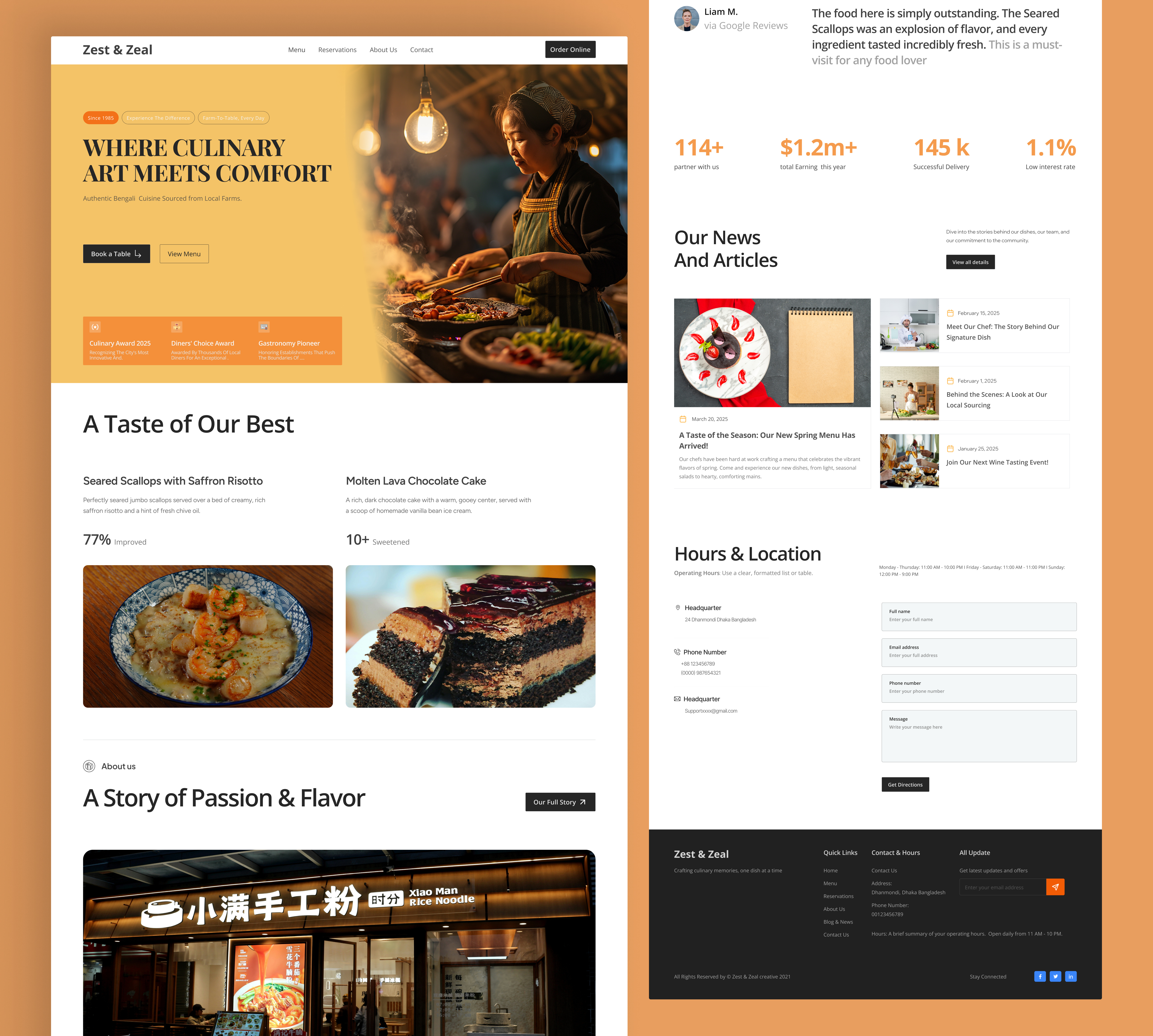 Clean & Elegant Restaurant Website UI/UX alhelalhadi clean ui design figma food website landing page minimalist restaurant website ui uiux user interface ux ux design web design