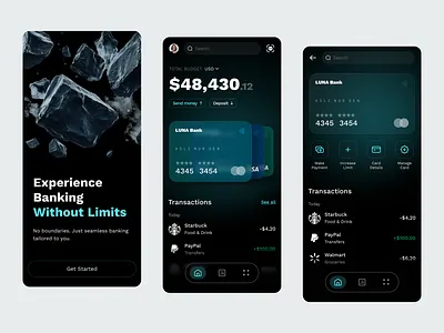 Smart Wallet – Where Wallet Meets Banking appdesign bankingapp bankingui darkmodeui fintech moneymanagement productdesign ui ux walletapp