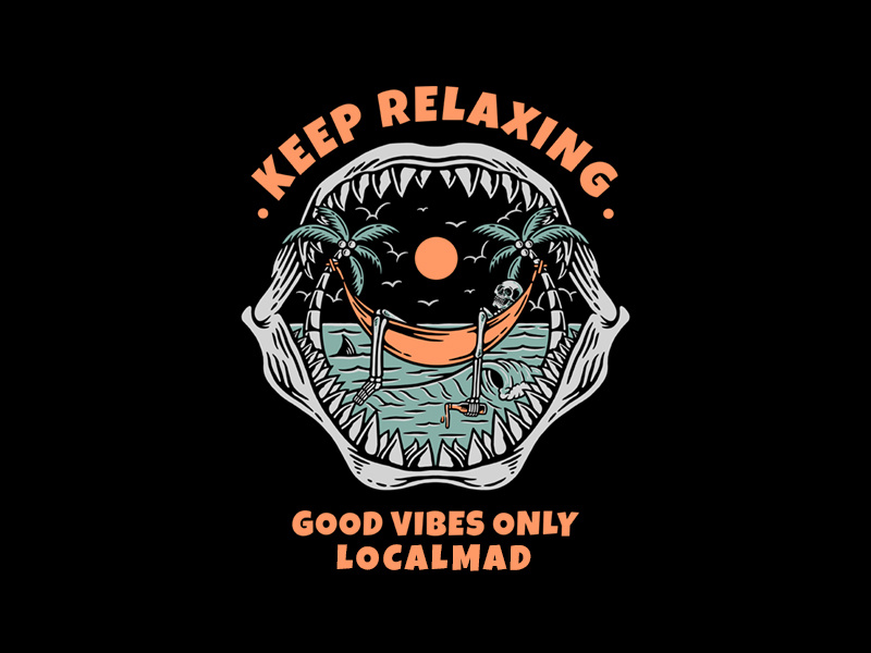 Relax apparel artwork badgedesign beach clothingdesign digitalart drawing graphictees illustration merchdesign skull southbeach streetwear summer teesdesign tropical tropicalvibes tshirtdesign