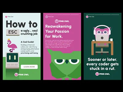 Social Media Stories - Pink Owl ads creative billboard branding graphic design illustration instagram owl pink owl social media story vector