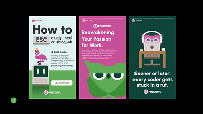 Social Media Stories - Pink Owl ads creative billboard branding graphic design illustration instagram owl pink owl social media story vector