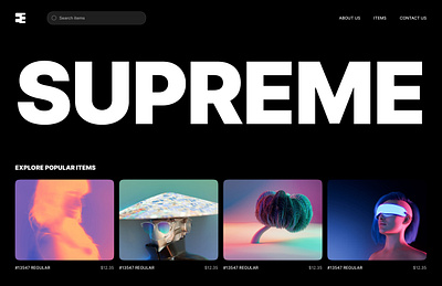 SUPREME (NFT MARKETPLACE) dark design dribbvle ecommerce figma inspiration nft ui ux web web design