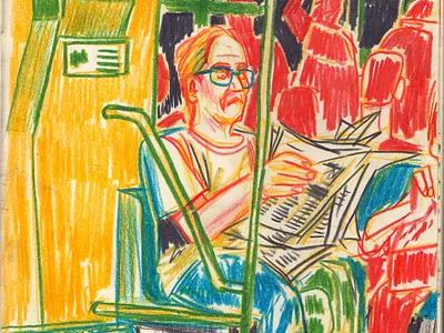 Subway reader art artwork color pencil editorial design editorial illustration illustration pencil colour