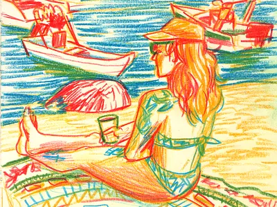 Beach, please... artwork beach colored pencil contemporary art drawing editorial illustration illustration landscape art pencil colour