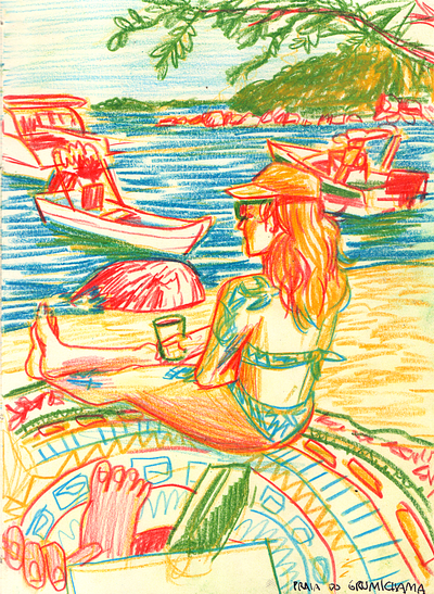 Beach, please... artwork beach colored pencil contemporary art drawing editorial illustration illustration landscape art pencil colour