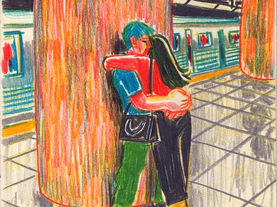 Subway lovers art artwork colored pencil colorpencil editorial illustration illustration pencil colour