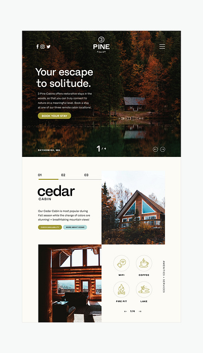 3 Pine Cabins branding design graphic design webdesign