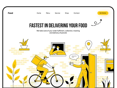 Food Delivery Landing Page app clean deliver delivery app eat fast food food food order homepage interface landing page lunch minimal order typography ui ux web website