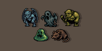 RPG Enemies design dungeon game gamedev illustration pixel pixelart retro rol rpg