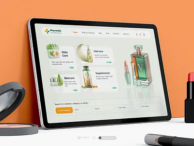 Pharmelle Drug Store Landing Page UI Design 3d drug graphic design halthcare landing page medicine online drug store pharmacy pharmacyui ui uiux user interface ux ux design webpage website صیدلیه لوحة صحة واجهة صيدلية