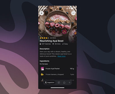 Daily UI Challenge #040 — Recipe or Food Order app branding dailyui design graphic design ingredient list mobile recipes ui