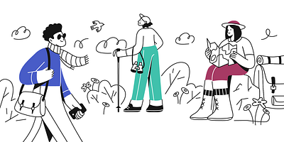 Daily Activities p.2 art character colorful design flat illustration illustrator life outdoor outline street walking